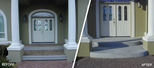 Front entryway before and after renovation or restoration work