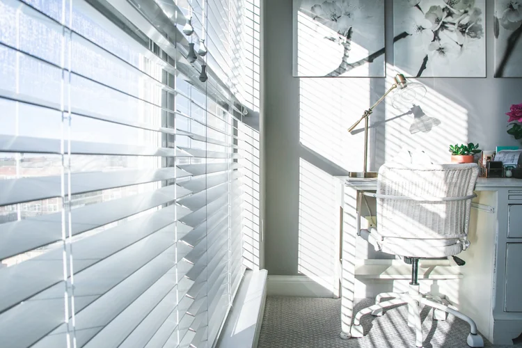 Window blinds with visible light and exterior view