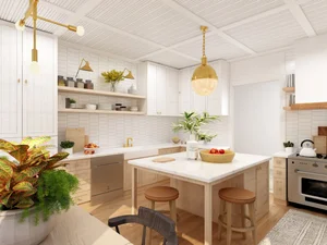 Modern kitchen interior after renovation and restoration work